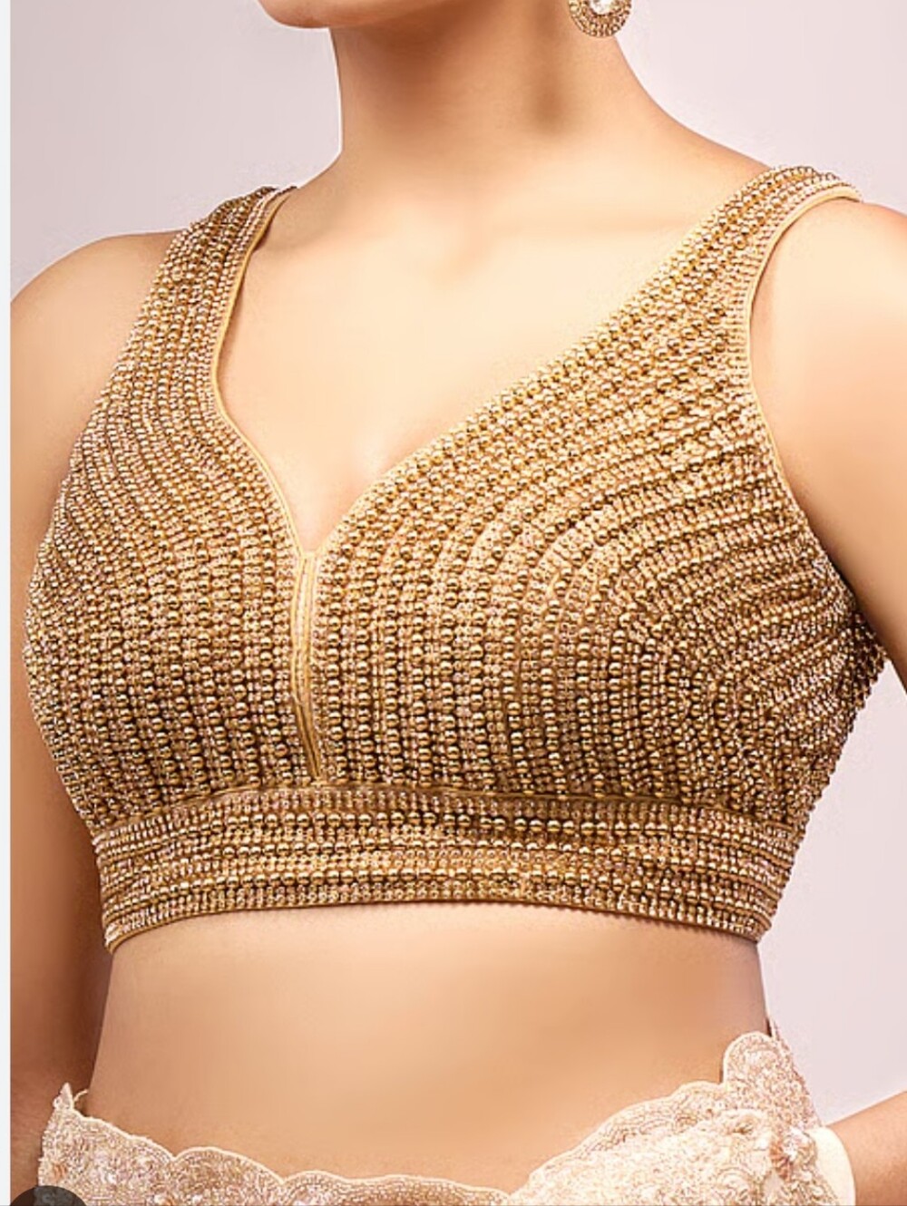 New Gold Silk Zari Gold Ball and Stones SMALL/ 36 Ready To Wear BLOUSE